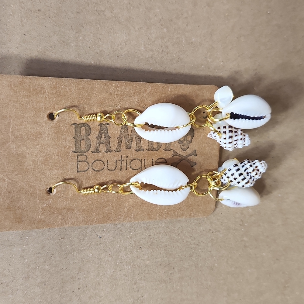 Handmade Cluster Sea Shell Earrings